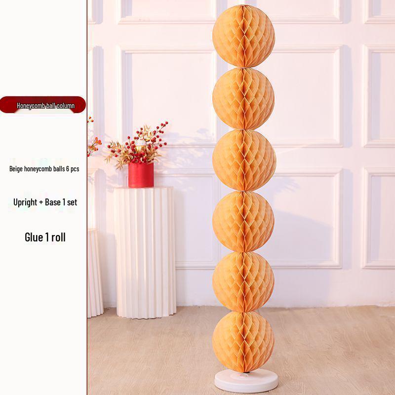 Honeycomb Ball Pillar Lantern for Wedding Room Decoration, Bride Photo Props, Double Happiness Wall Flower