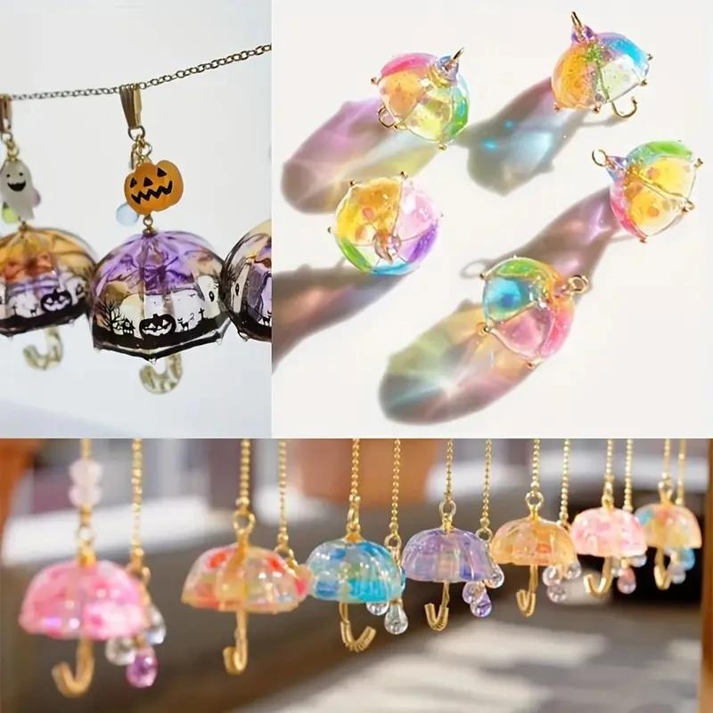 4Pcs DIY Crystal Resin Cute Umbrella Pendant Silicone Mold Summer Umbrella Bodysuit Silicone Mold
