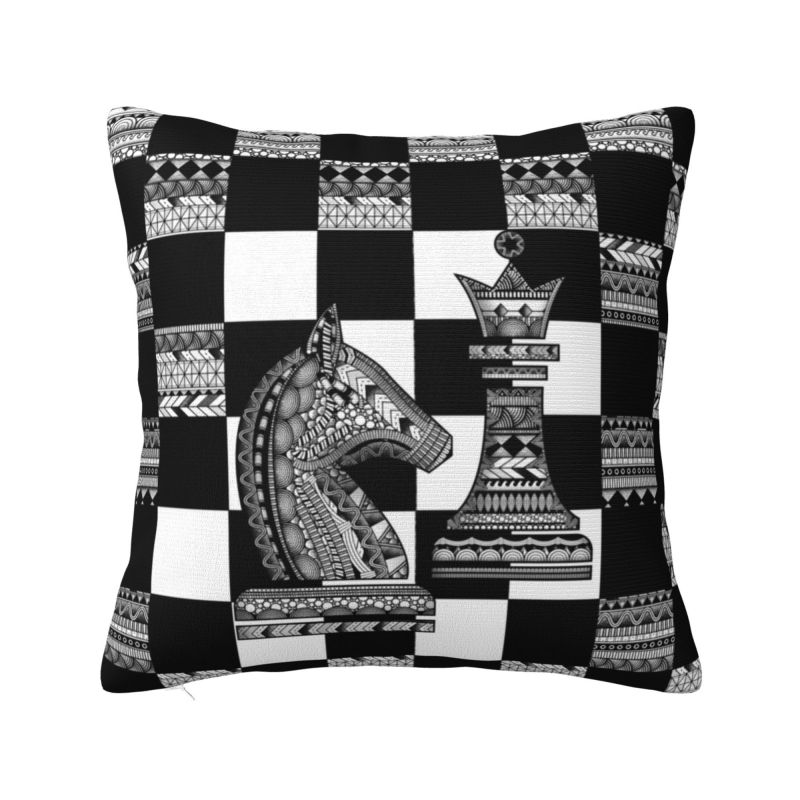Custom Chess Club Seven Cushion Cover 45x45cm Chessboard Game Chess Piece Soft Modern Pillows for Sofa