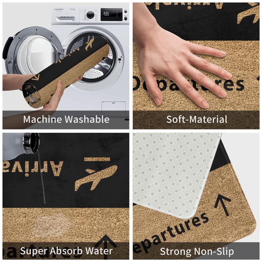 Aviation Airplane Departures Arrivals Doormat Anti-Slip Entrance Kitchen Bath Floor Door Mats Bedroom Balcony Carpet Rug
