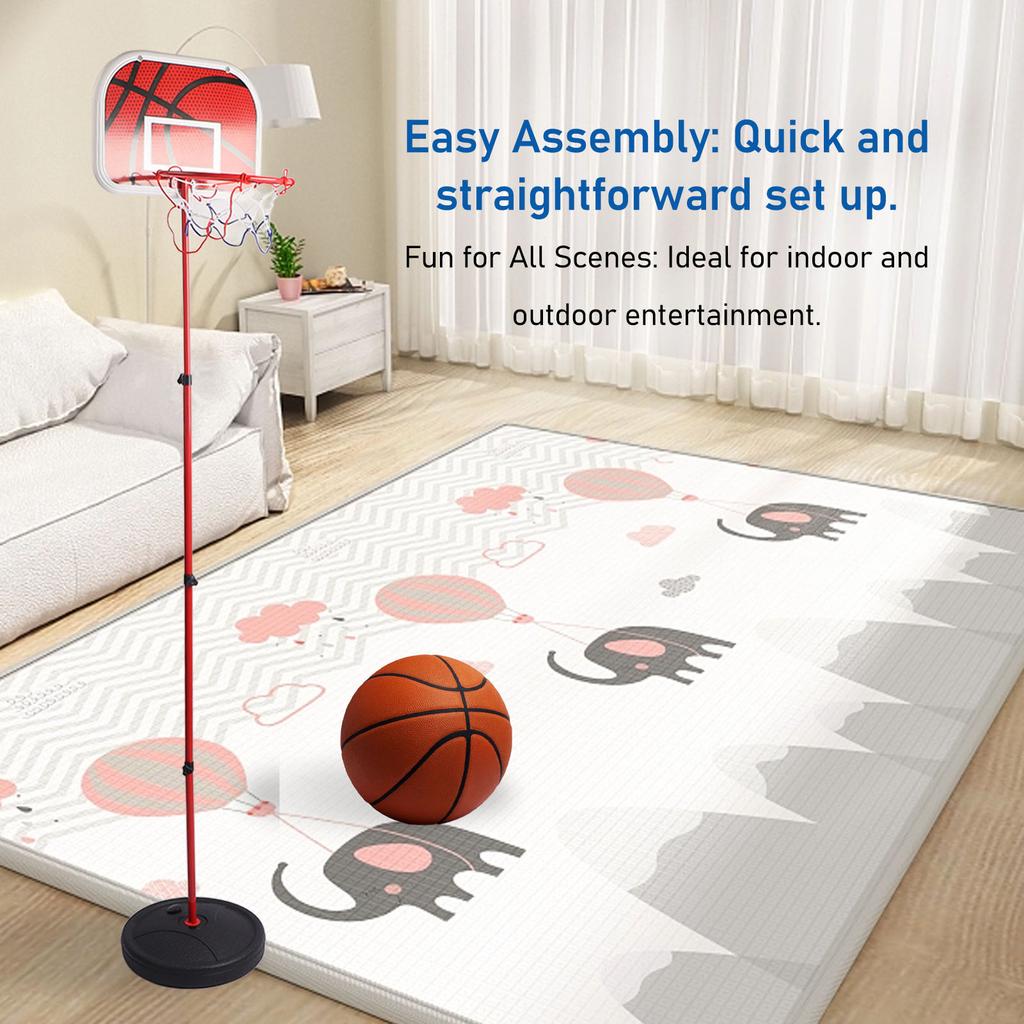 Basketball Hoop 5.91ft Height Adjustable Basketball Goal Basketball Backboard System Stand Basketball Goals Set Outdoor Indoor for Kids