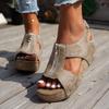 Neue Damen-Plateau-Keilabsatzschuhe mit Retro-Stil, Sommersandalen für Damen
