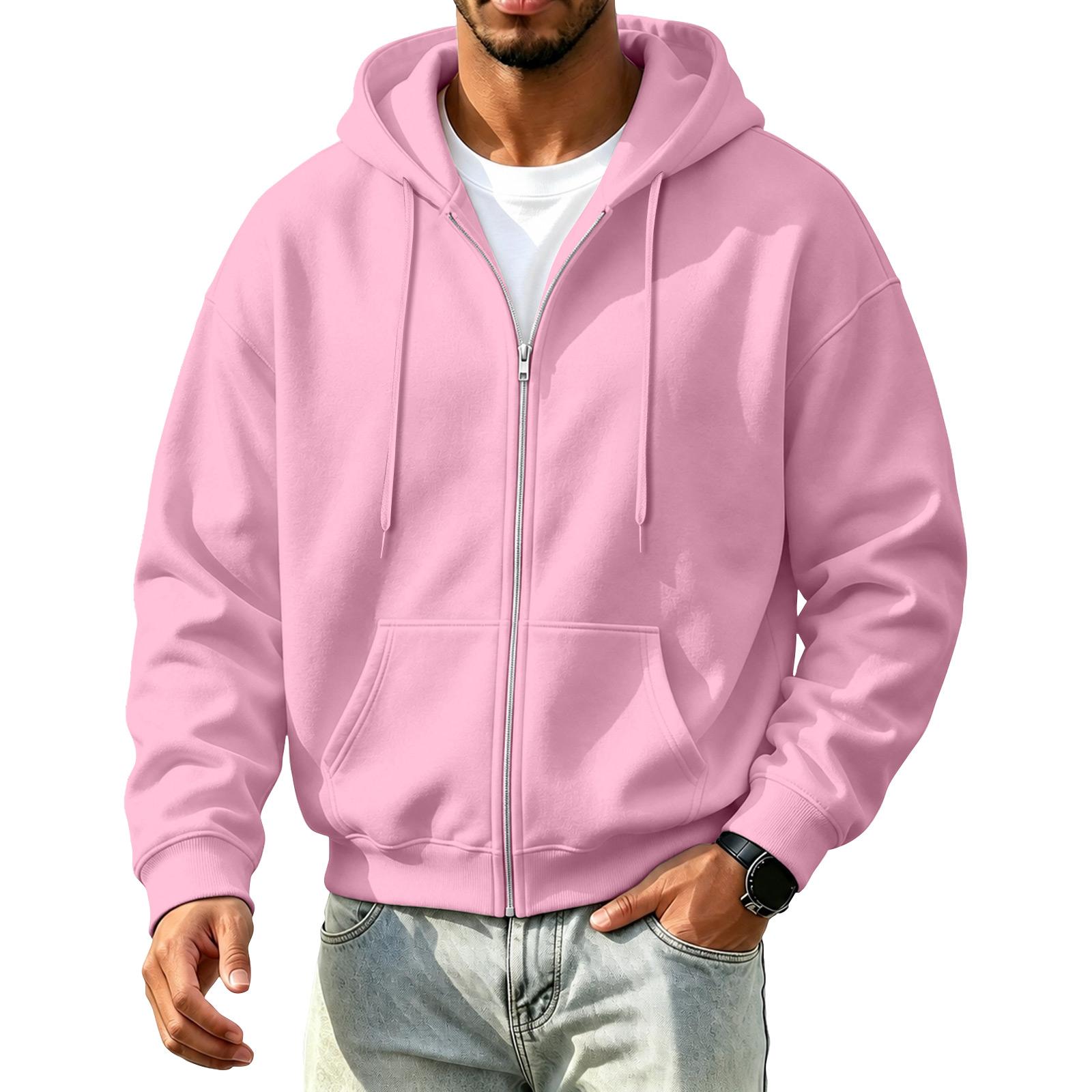Herren Color Zip-Up Kapuzenpullover für den Winter M rosa