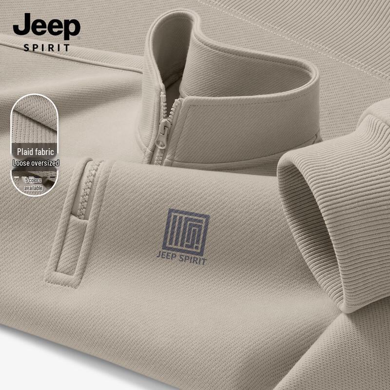 JEEP SPIRIT Men's American Trend Half-Zip Sweatshirt