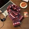 Fair Island Mohair Knitted Scarf Women's Winter Korean Atmosphere Retro Thickened Warm Wool Scarf