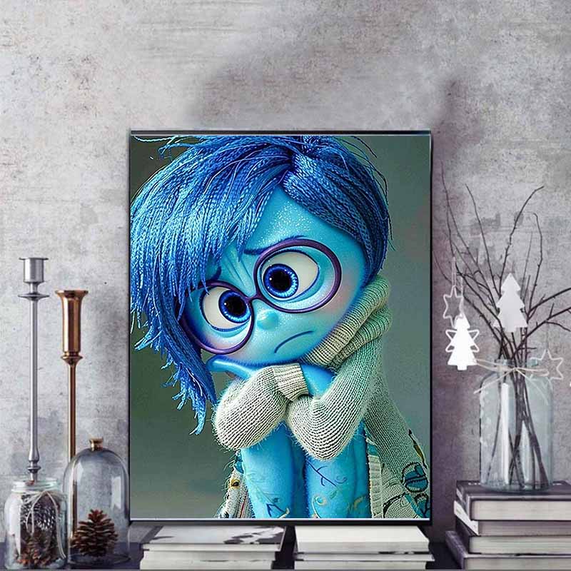 Disney Diamond Painting Inside Out Plush Healing Illustration Diamond Mosaic Cross Stitch Diamond Inlaid Room Decoration Gift