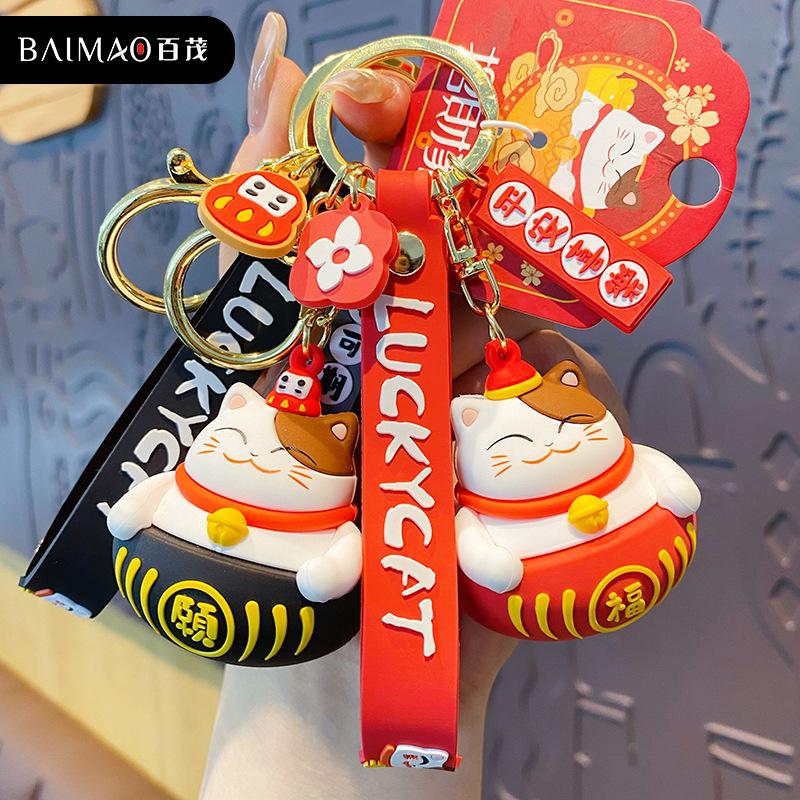Cartoon Glückskatze Viel Glück Dharma Festlicher Schlüsselanhänger Trend Exquisiter Puppen-Schlüsselanhänger Taschenanhänger