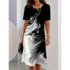 Women's Printed Dress Short Sleeve Knee Length Dress
