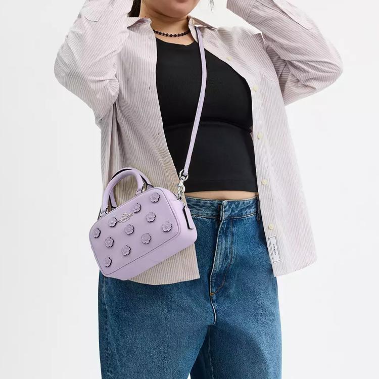 COACH SATCHEL Smooth Leather One Shoulder Handbag Small Women's Purple CAJ99-SVLL