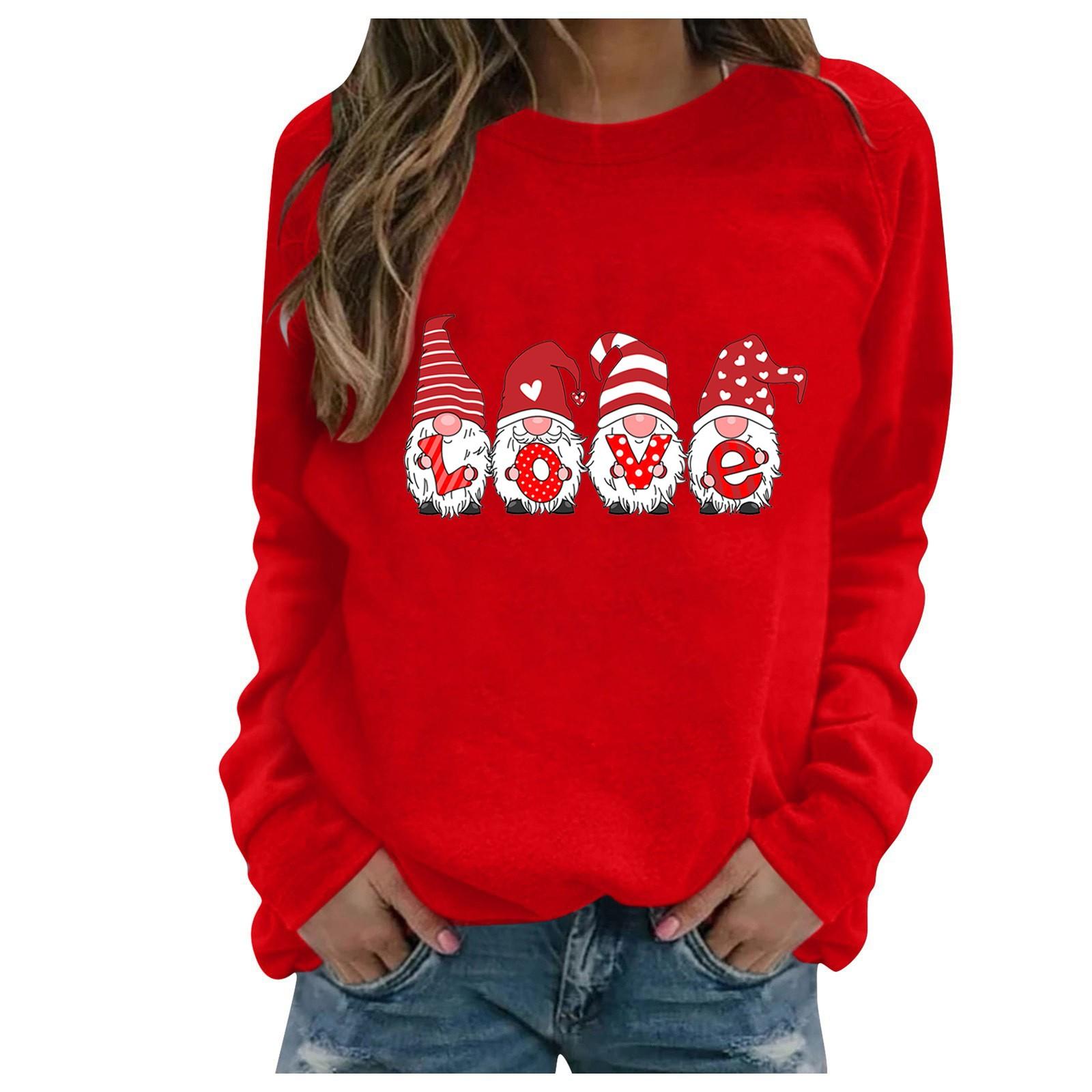 

Женская имитация модной футболки с длинными рукавами и принтом ко Дню святого Валентина S винный