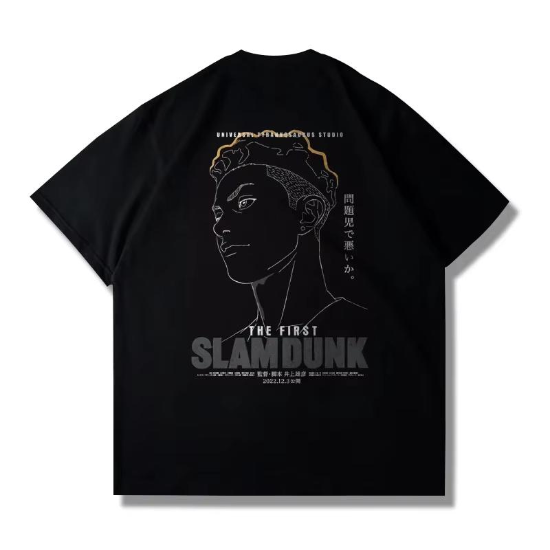 Large Cotton Men's Japanese Anime 2025 Slam Dunk Master Printed Short Sleeve T-shirt Summer Casual Loose T-shirt Top Clothing