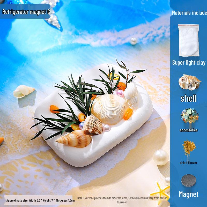 DIY Shell Clay Refrigerator Magnets: Parent-Child Creative Activity Kit