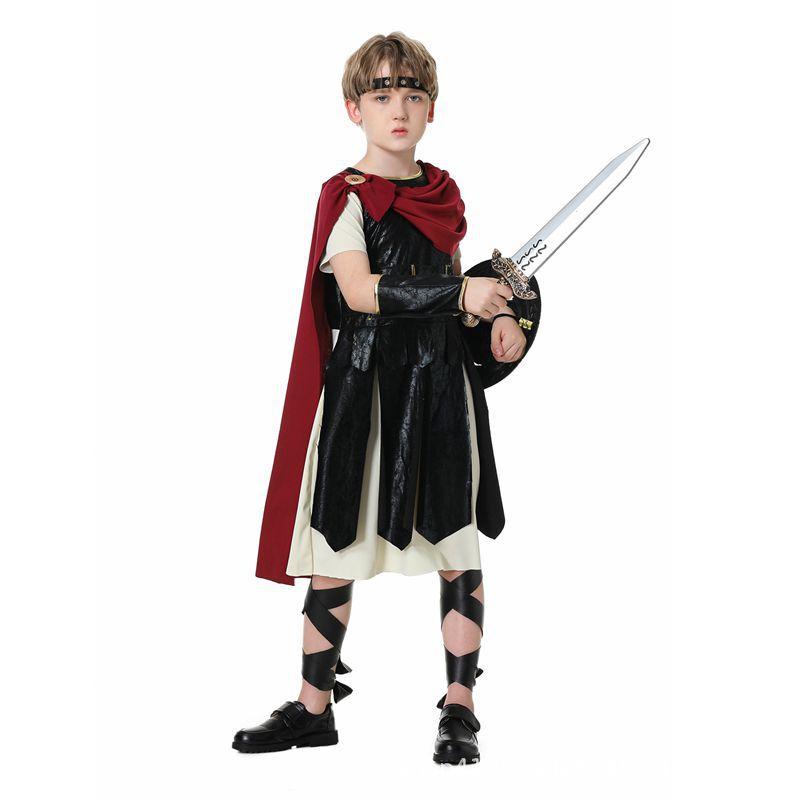 Kids Halloween Performance Costume Spartan Warrior Gladiator Roleplay Outfit for Boys