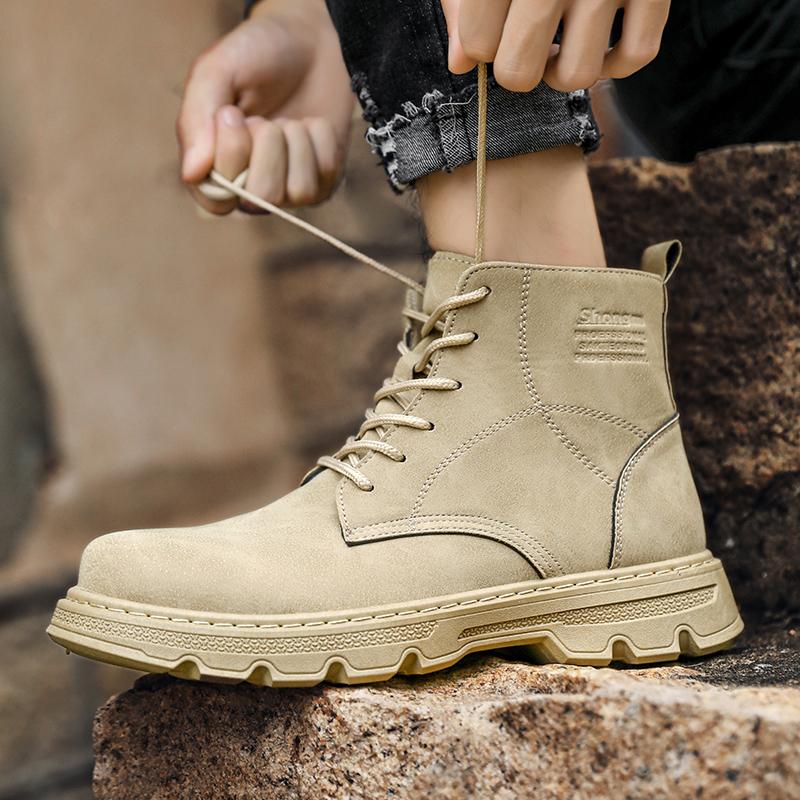 Autumn New Fashion Boots Men's High Top British Style Trendy Versatile Korean Sports Casuals Breathable Mid-Top Workwear Boots