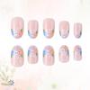 Easter Round Head Cute Rabbit & Flower Nail Art Set - 24 Detachable Glossy False Nails