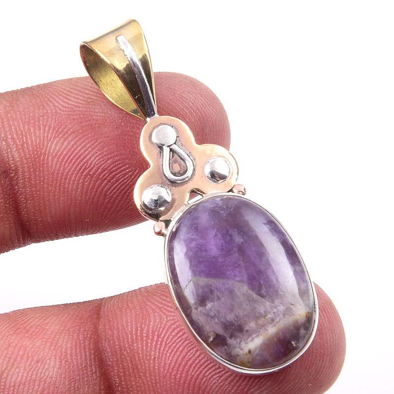 

Natural Tiffany Stone 925 Solid Sterling Silver Gift TwoTone Pendant 1.75 w5A34