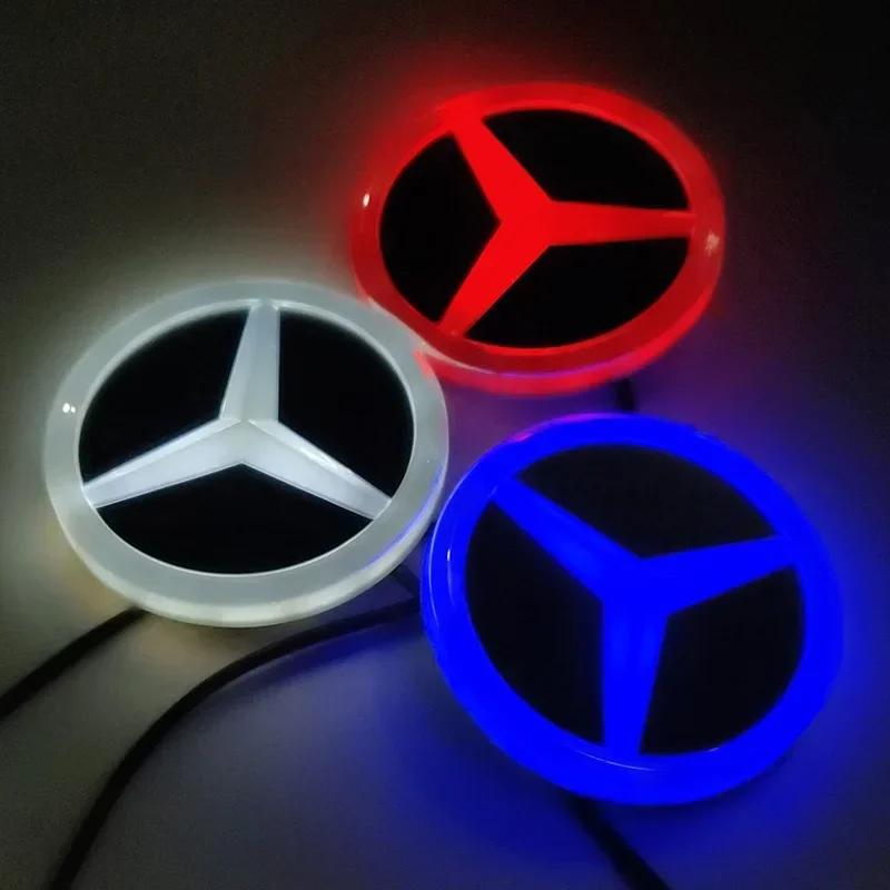 AABIC1 9.5cm Car Rear Trunk Emblem ABS LED Badge Light Accessories for Mercedes Benz S350 S300L S A B C E Class GLA GLK ML GL GLC GLE