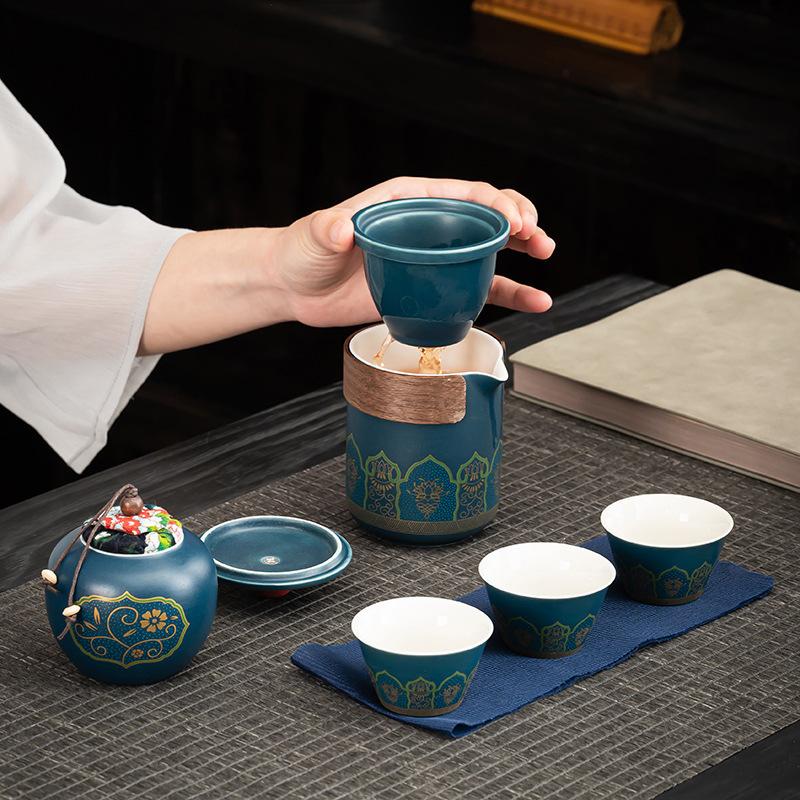 Kung Fu Tea Ware Company Annual Meeting Gifts Light Luxury Ancient Rhyme Travel Tea Set Car Outdoor Tea Set