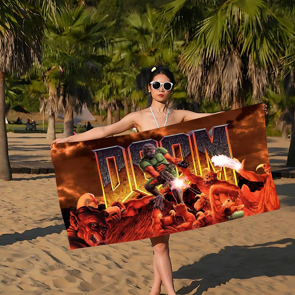 Game D-DoomS E-Eternal Microfiber Printed Beach Towel Mountain Climbing Yoga Beach Swimming Running Absorbent Soft Towel