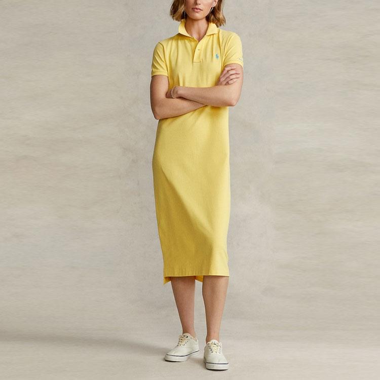 Polo Ralph Lauren SS22 File Midi Polo Elbise Kadın Elbiseleri Sarı WMPODRSNFA20226-730