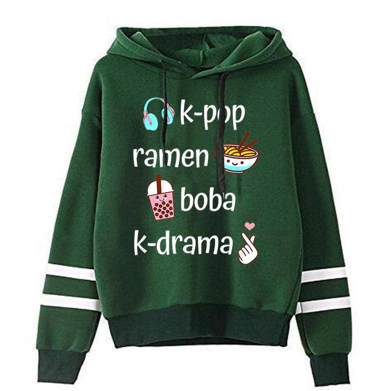 K-POP Ramen Boba K-drama Potisk Mikiny Ženy Muži Podzim A Zima Harajuku Mikina Ležérní Pulovr Topy