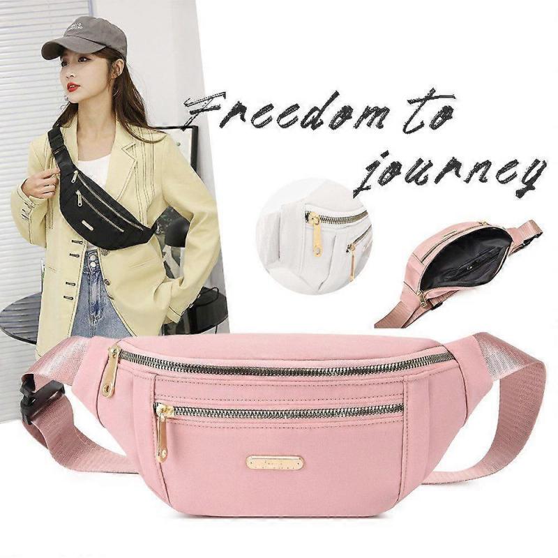 Multifunctional Crossbody Bag for Women, Lightweight Waterproof Nylon Chest Pack with Adjustable Straps, 3 Zipper Pockets for Cycling Running Hiking