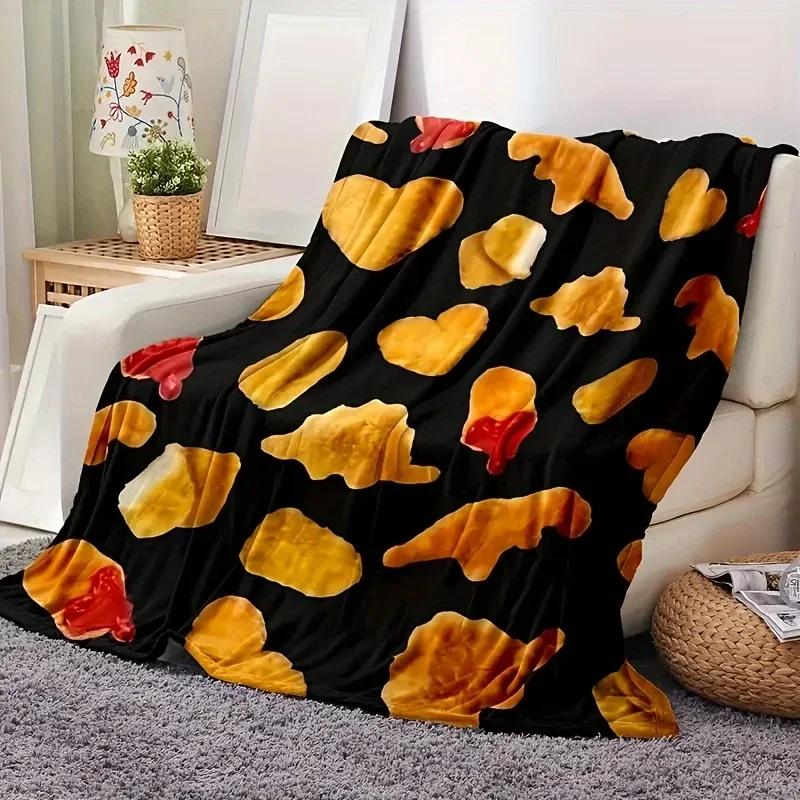 Adorable Chick Pattern Soft Flannel Blanket – Warm & Cozy for Lunch Break, Travel, Camping, Office, Sofa, Bed