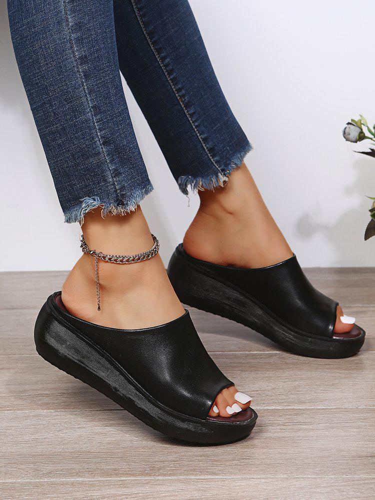 Women's Plus Size Platform Wedge Heel Slippers - Summer 2021 European & American Fashion, Open-Toe Design, Thick Outdoor Sole