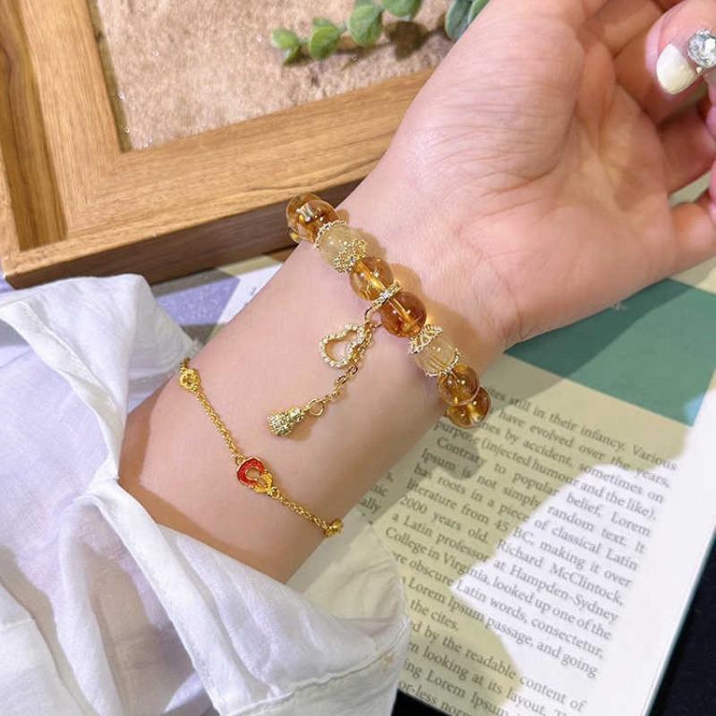1PC Get Rich and Lucky Xiaobawang Artificial High Quality Citrine Bracelet Women's Niche New Good Luck Bracelet Gift