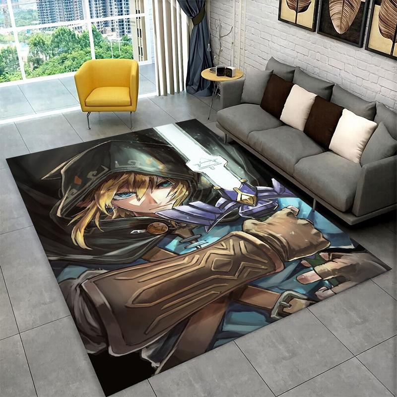 Classic Game Z-Zelda Cartoon Link Carpet Rug for Playroom Bedroom Living Room Sofa Home Decor,kid Area Rug Non-slip Floor Mat