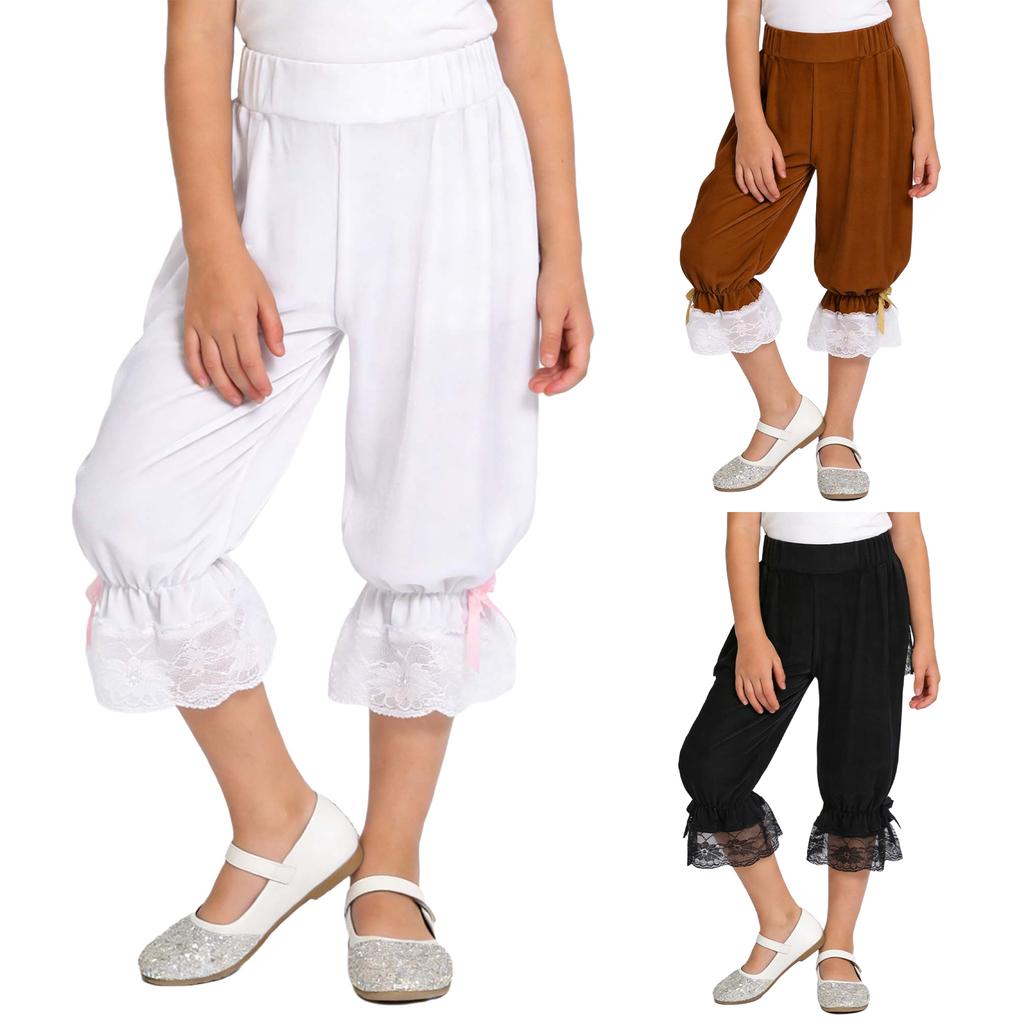 Kids Pirate Cosplay Bloomers Victorian Lolita Pantaloons Floral Lace Ruffle Elastic Waistband Steampunk Underwear