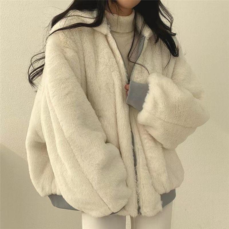 Giacca Bomber da Donna con Cappuccio Foderato in Pile e Zip-Up Cappotto Invernale Casual