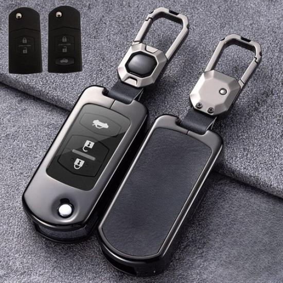 Zinc Alloy Leather TPU Car Key Fob Case Cover For Mazda 2 3 6 CX-7 CX-9 RX8 MPV