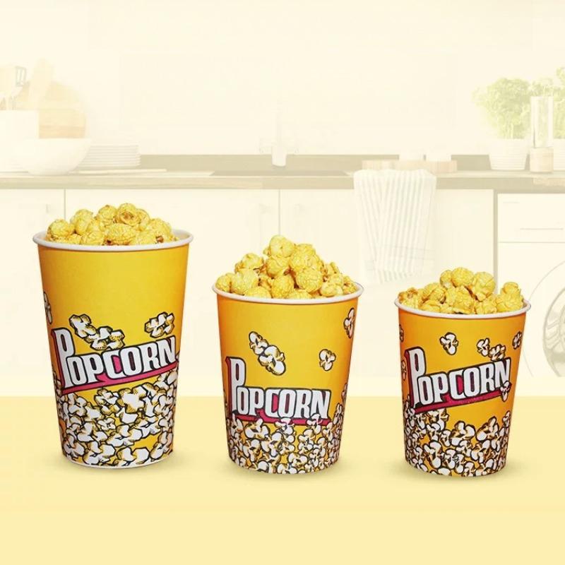 Large Capacity Popcorn Bucket Disposable Food Grade Paper Bucket Thickened Packag Box for Cinemas Oil Proof and Leak Proof Snack Packaging Container