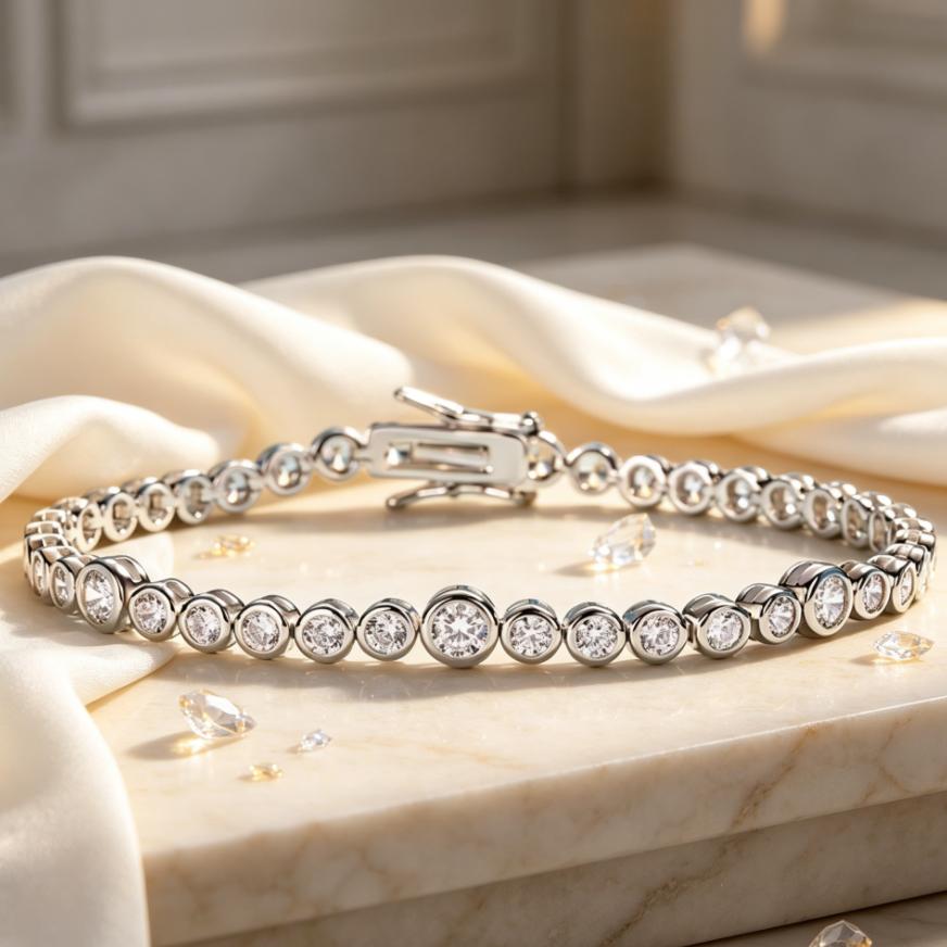 Fashion Tennis Bracelet S925 Sterling Silver Bezel Set VVS1 Moissanite Women Chain Link Silver Bracelet L13871&18cm