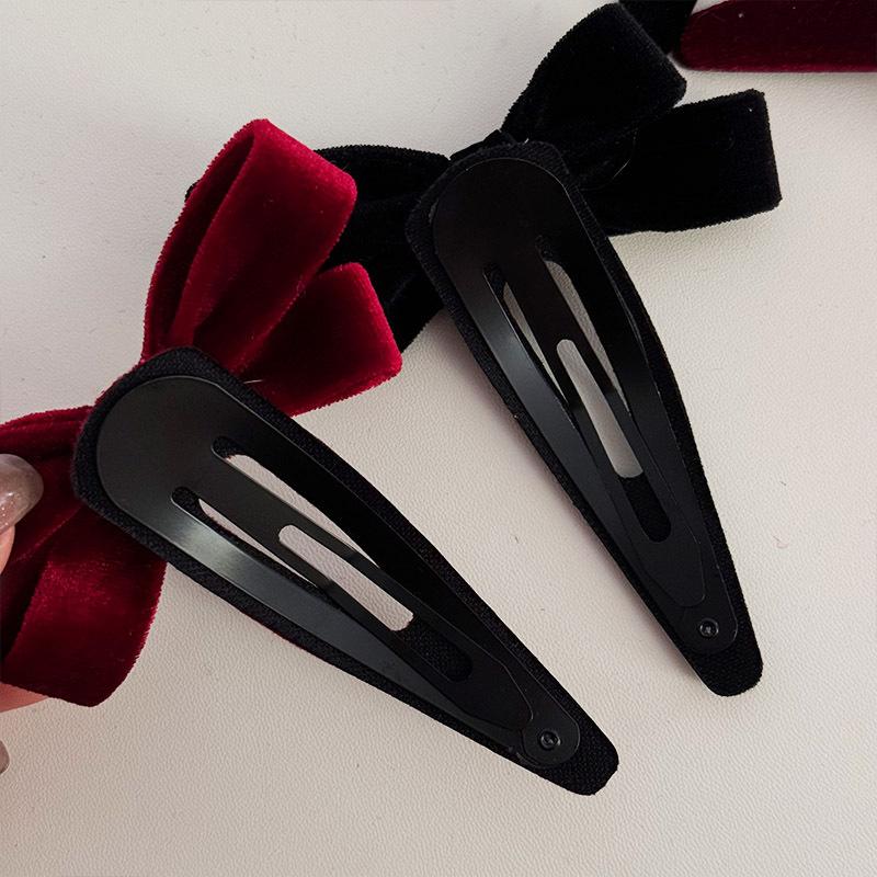 Minimalist Bowknot BB Clip Wine Red Barrettes Autumn Winter Side Clip Bang Clip Cropped Hair Pin Barrettes Headdress