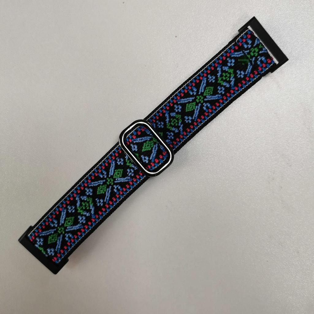 Elastic Nylon Watch Strap for Fitbit Versa 3/4, Sense, Versa 2 with Large Buckle