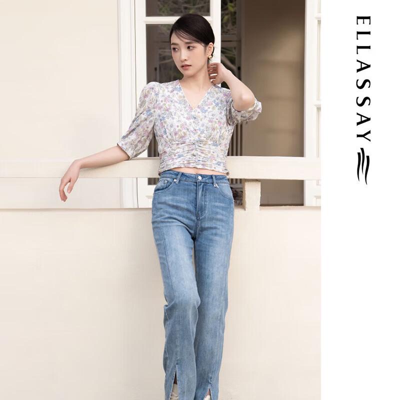 

ELLASSAY EWW341N01600 Women s Straight-leg Slit Cotton Jeans M
