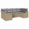 6 Piece Sofa Set with Cushions Beige Poly Rattan