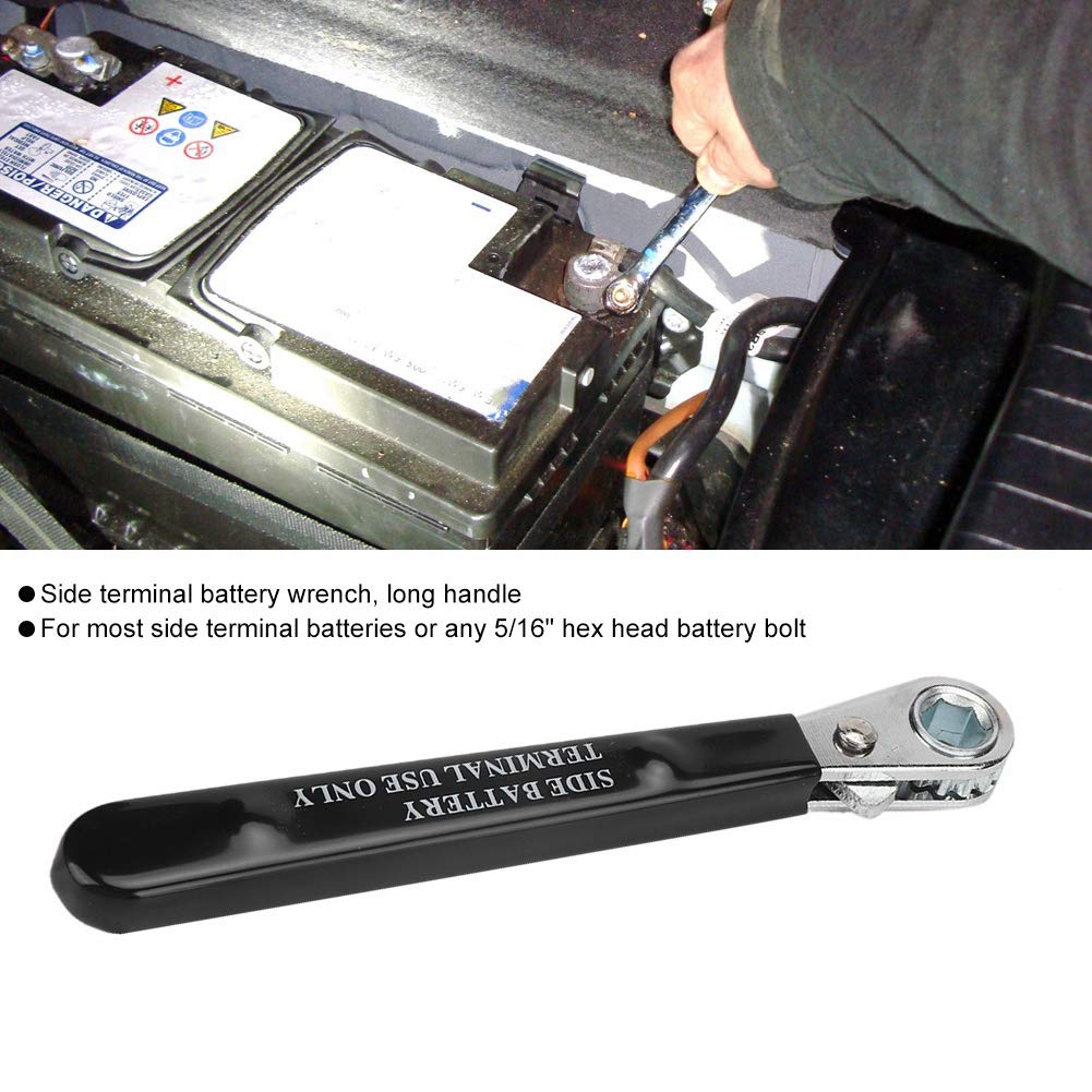 Akozon Terminal Wrench Side Terminal Ratchet Wrench 5/16" 6 Point and Insulated Handle