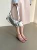Fashion Spring Shoes 2025 Sandals Clear Heels Med Ankle Strap Clogs Wedge Square Toe New Comfort Retro Medium Fashion Summer Platform Lo