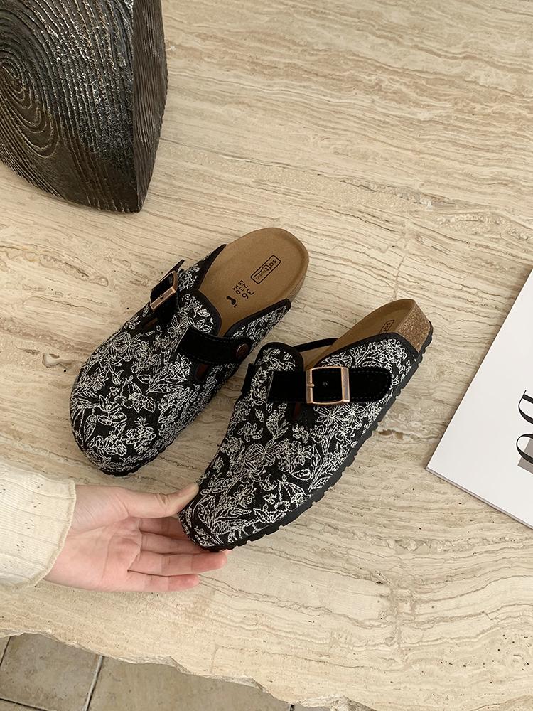 

Fashion Fashion Women Slippers Retro style Mule For Women Summer Outwear Versatile Tourist Sandals Leisure Vacation Beach Shoes Ladies 35 чёрный