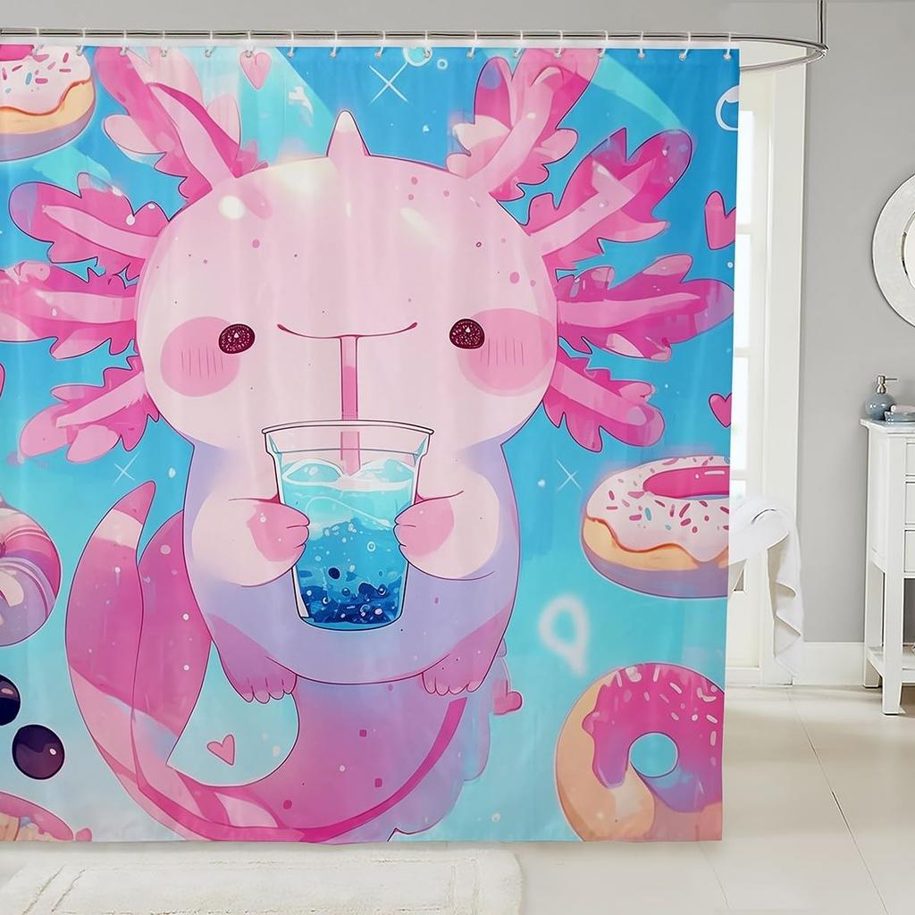 Ramen Noodle Shower Curtain Set Bathroom Decor for Kids Girls Boys,Japanese Style Bathroom Set Funny Food Fabric Shower Curtain