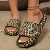 Women's Thick-soled Leopard-print Slippers Worn with A Pair of Flip-flops On Top