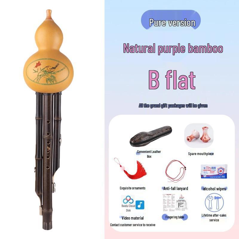 Zizhu Sanyin B-flat & C-key Hulusi: 7-hole gourd flute for beginners, kids, and adults.