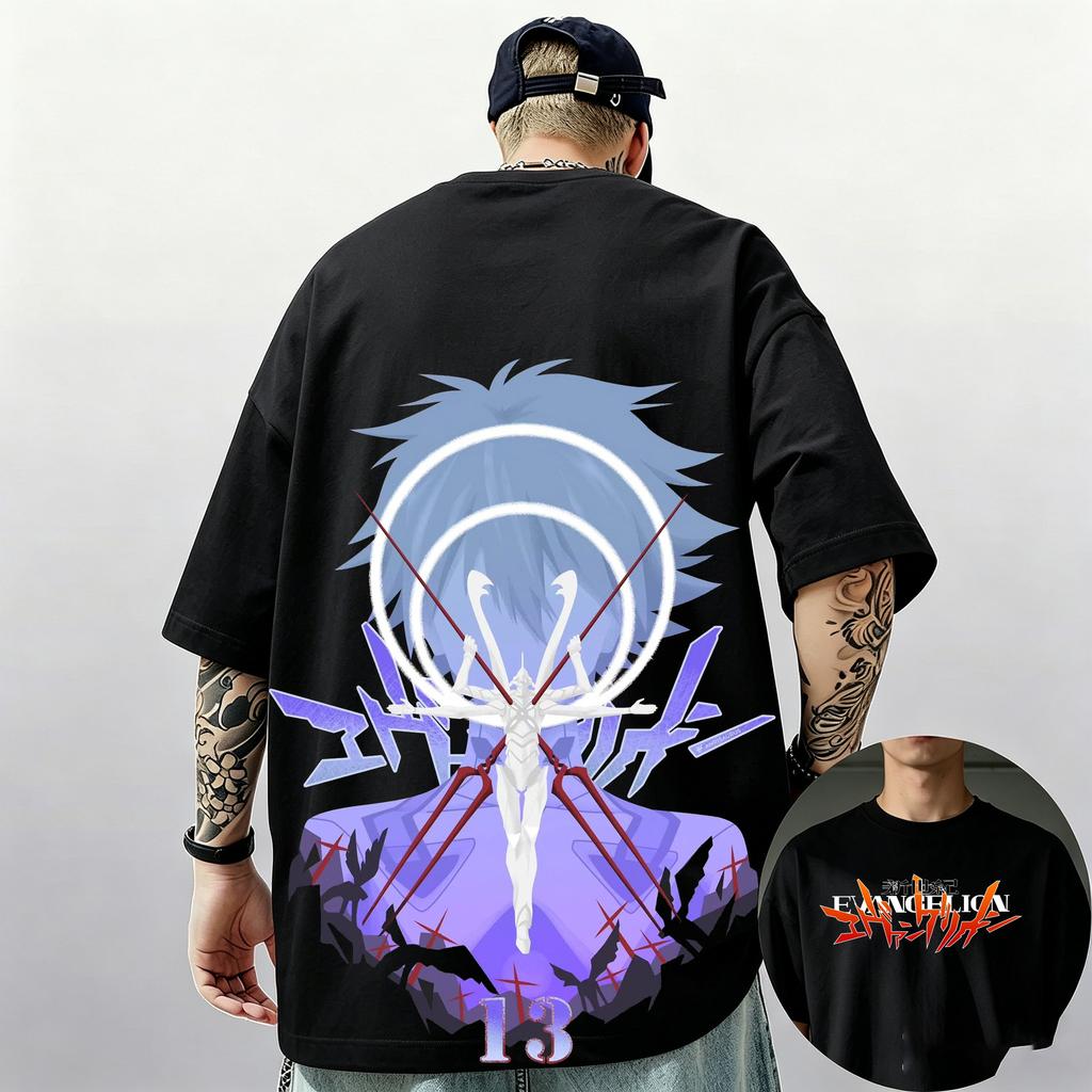 2026 Summer New Arrival Evangelion Pattern Street Style Print ShortSleeve TShirt Y2K Style Suitable for Both Unisex and Unisex