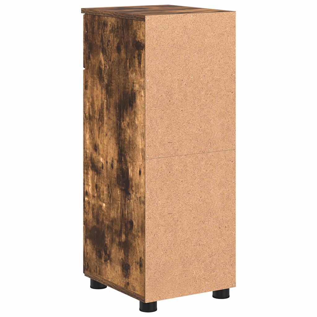 Bathroom Cabinet with Door Smoked Oak Finish 30 x 35 x 80 cm