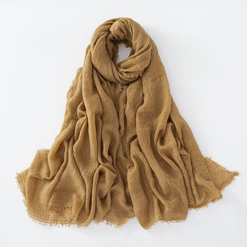 New Cotton Linen Gauze Scarf For Women Girls Spring Autumn Solid Scarves Soft Pashmina Foulard Simple Retro Beard Wrap Shawls