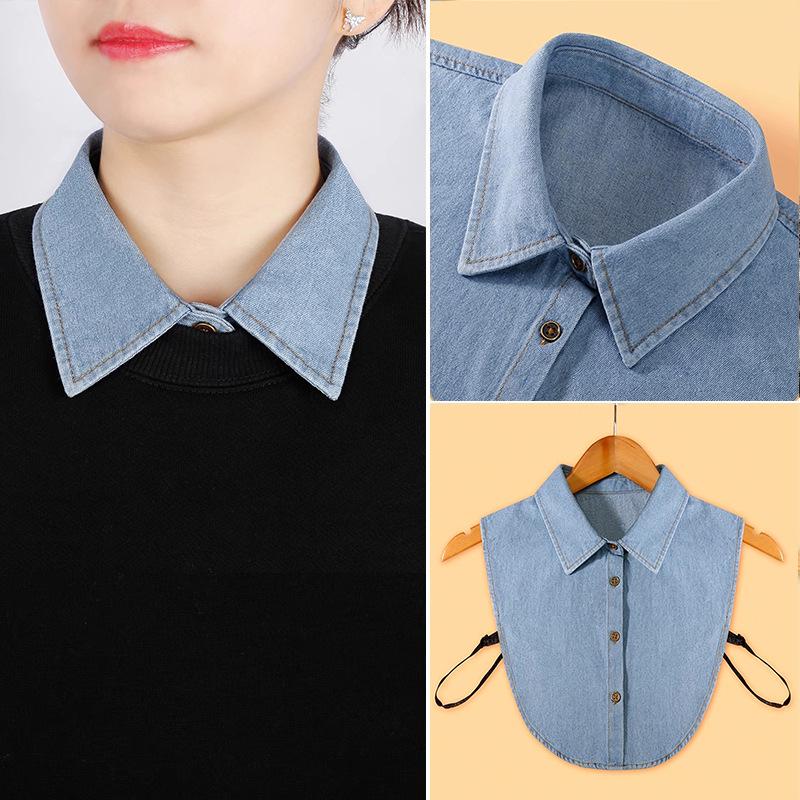 

Детский универсальный джинсовый дики, имитация воротника для свитеров и женской одежды - Многофункциональное украшение с острым воротником