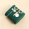 Retro Ceramic Love Pearl Wings Long Stick Ear Buckle Asymmetrical Earrings